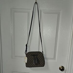 Lunamoon Womens Adjustable Crossbody Strap Navy Gray Diamond Pattern Bag